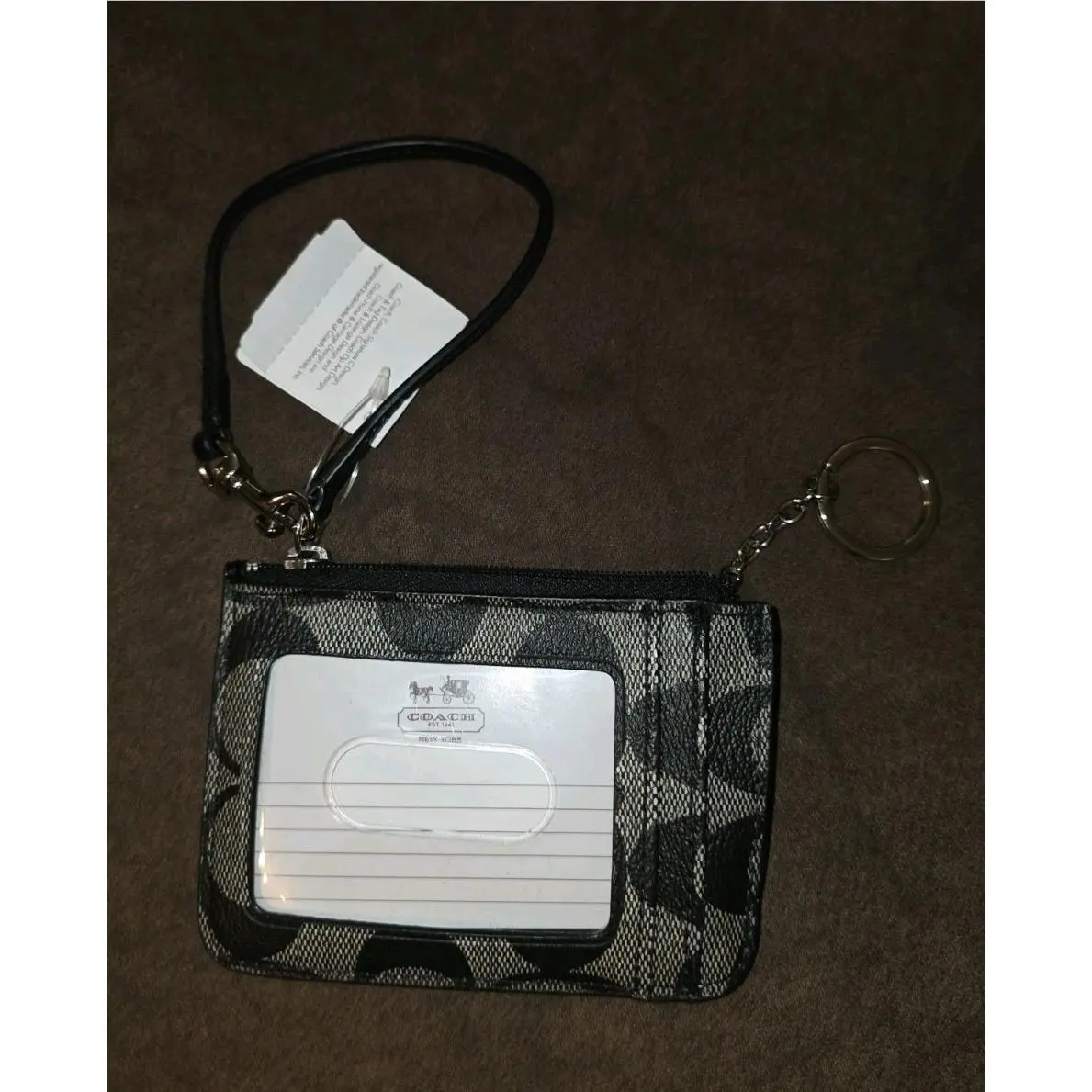 Coach Wristlet Wallet Black Gray Logo Silver Hardware Measures 4.5 x 6