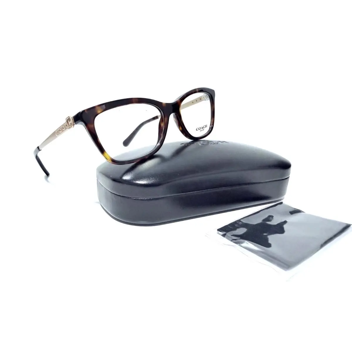Coach HC 6114 5485 Dark Tortoise Gold Cat Eye RX Eyeglasses 51-16-140 MM W/case