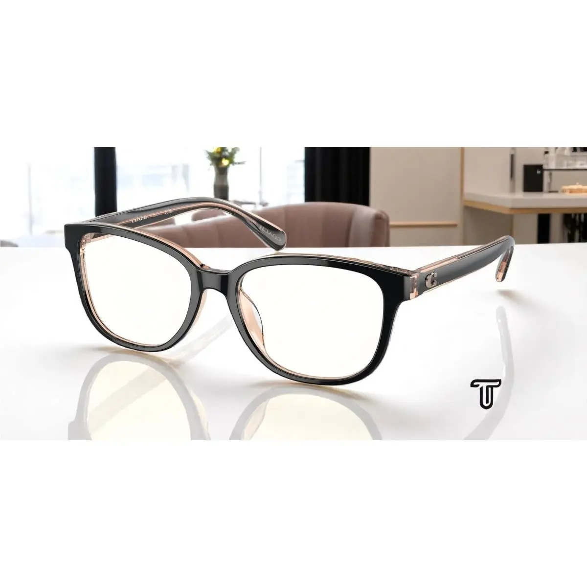 Coach HC6224U 5781 Black Transparent Blush Demo Lens 53 mm Women`s Eyeglasses