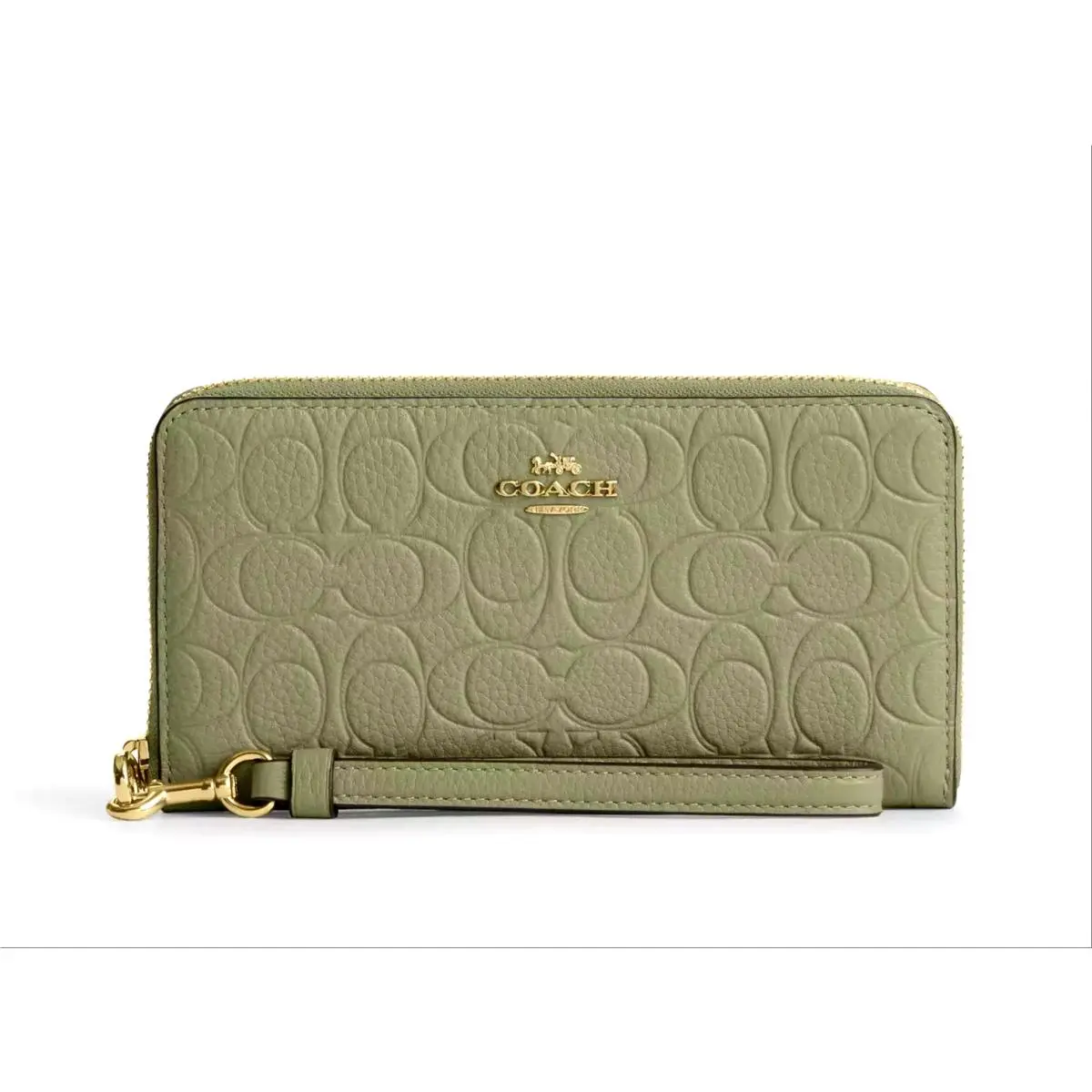 Coach Long Zip Around Wallet/wristlet In Signature Leather Pistachio CEW21