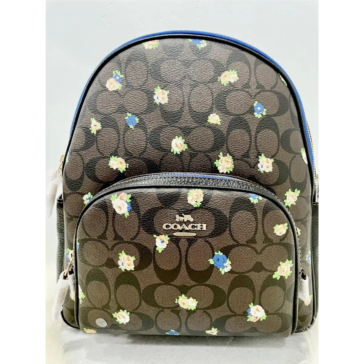 Coach Court Backpack In Signature Canvas W/vintage Mini Rose Print