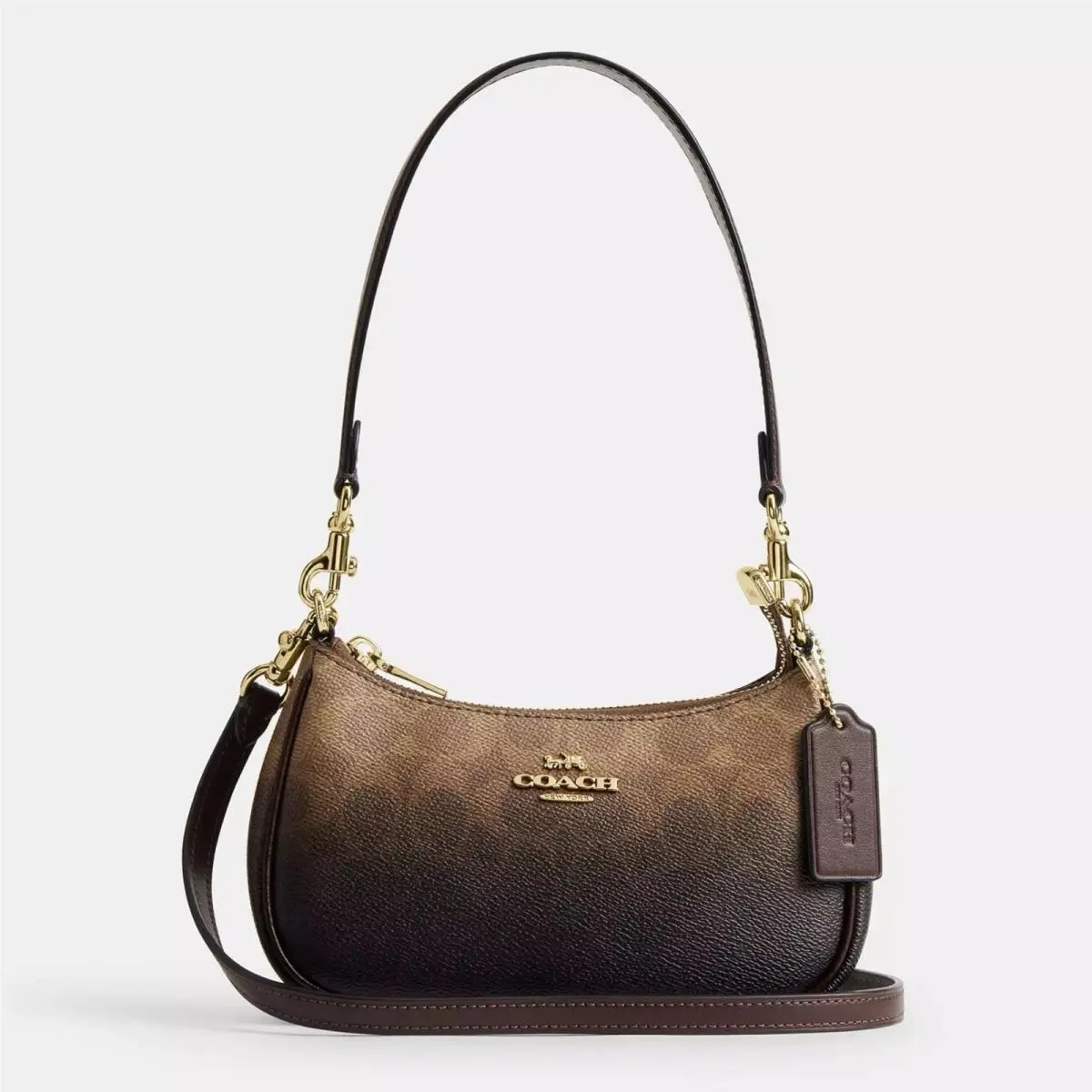 Teri Mini Crossbody Bag In Ombre Signature Canvas Gold Brown by Coach