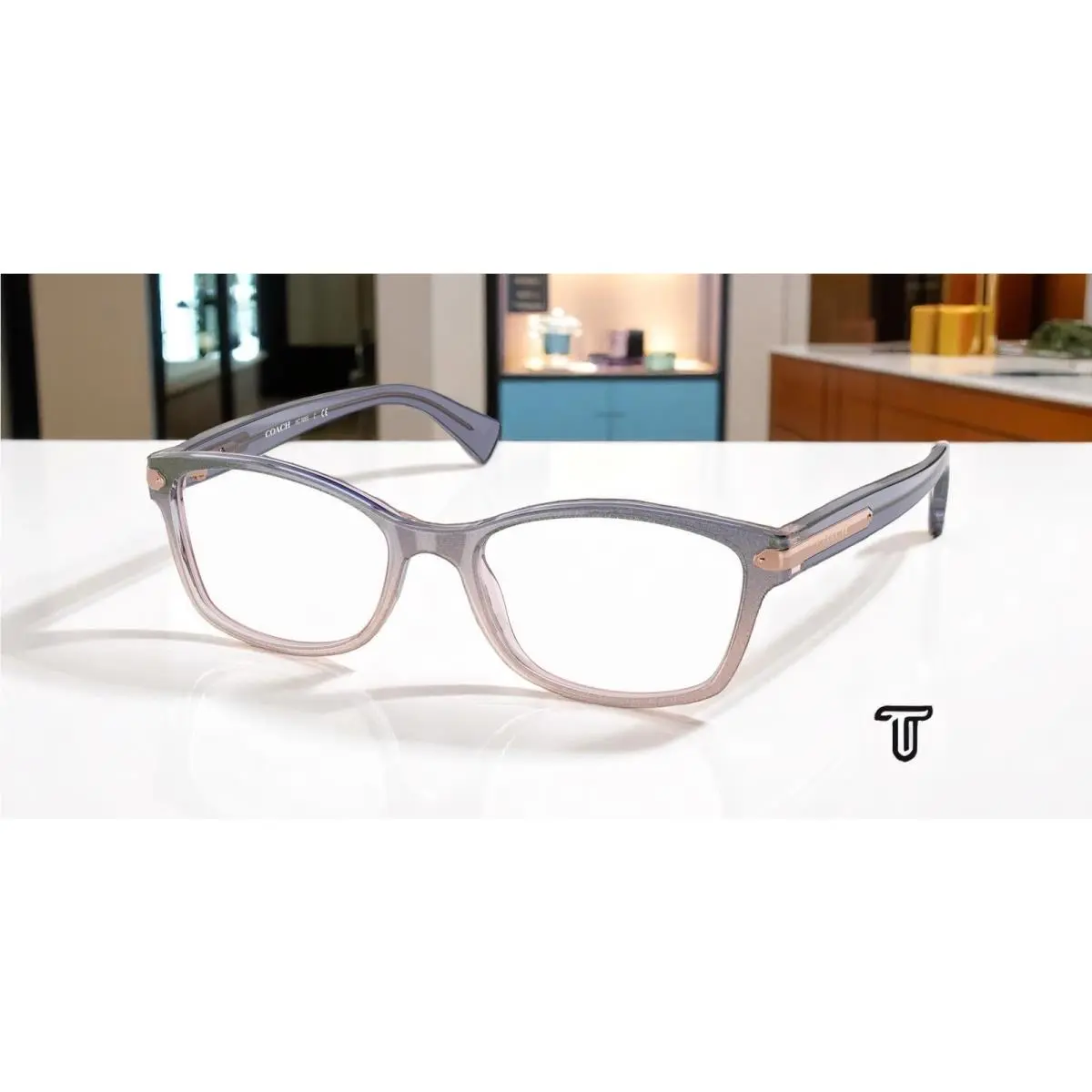 Coach HC6065 5554 Shimmer Violet Peach Gradient Demo Lens 51mm Womens Eyeglasses