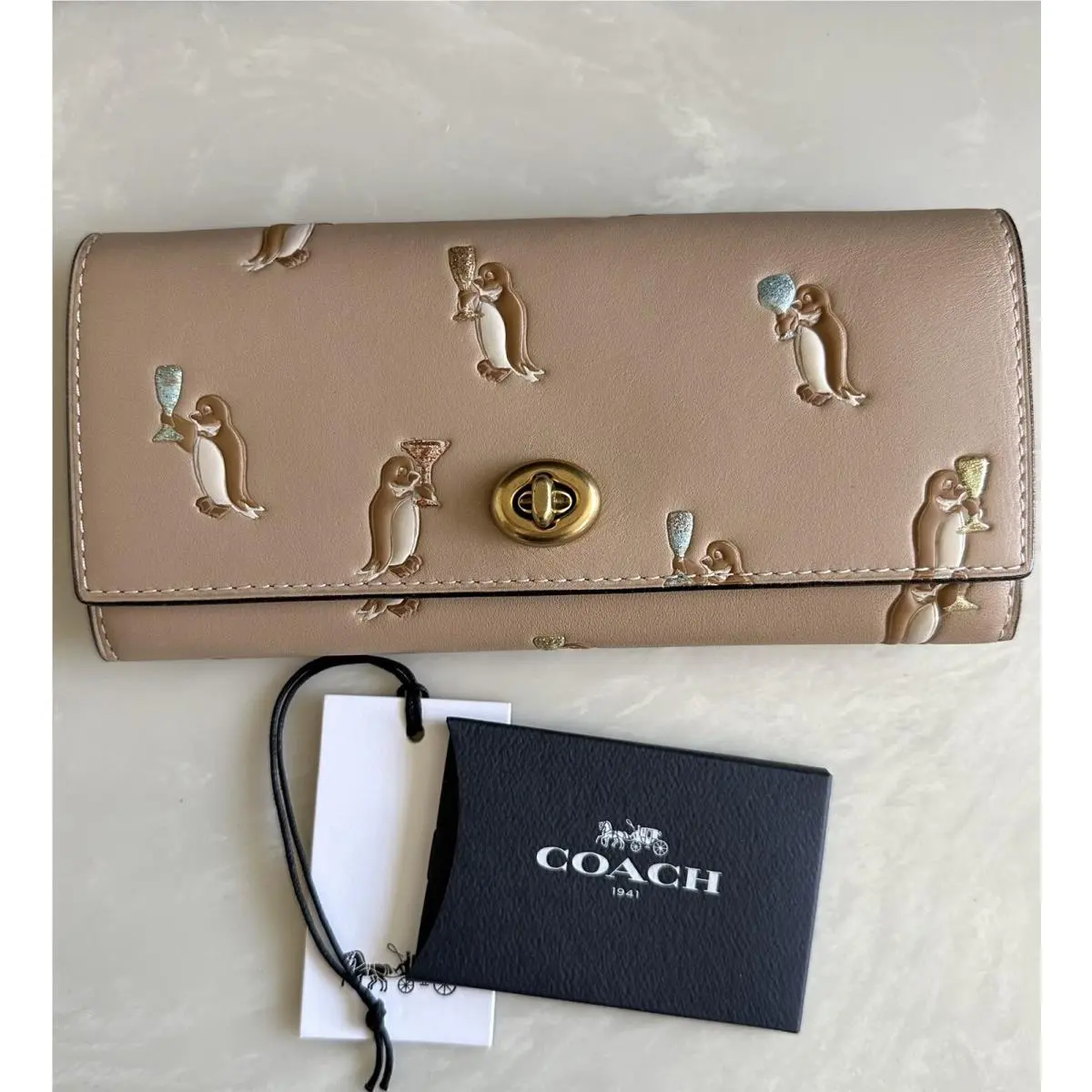 Coach Party Penguin Print Envelope Turnlock Wallet Clutch 25785