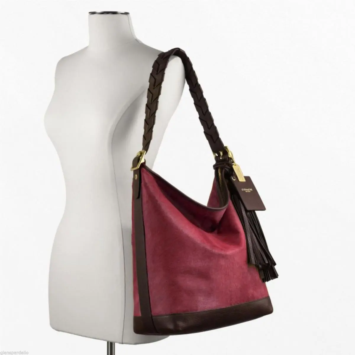 Coach Legacy Haircalf Leather Red L Duffle Shoulder Bag Purse