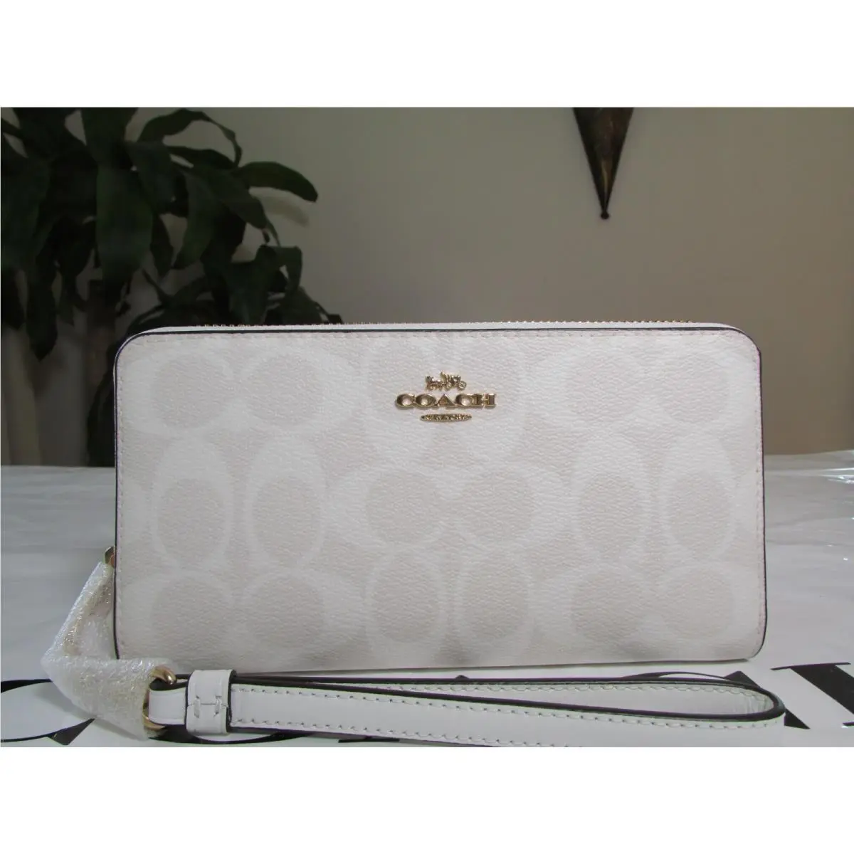 Long Zip Around Wallet In Signature Canvas C4452 Chalk Glacierwhite by Coach