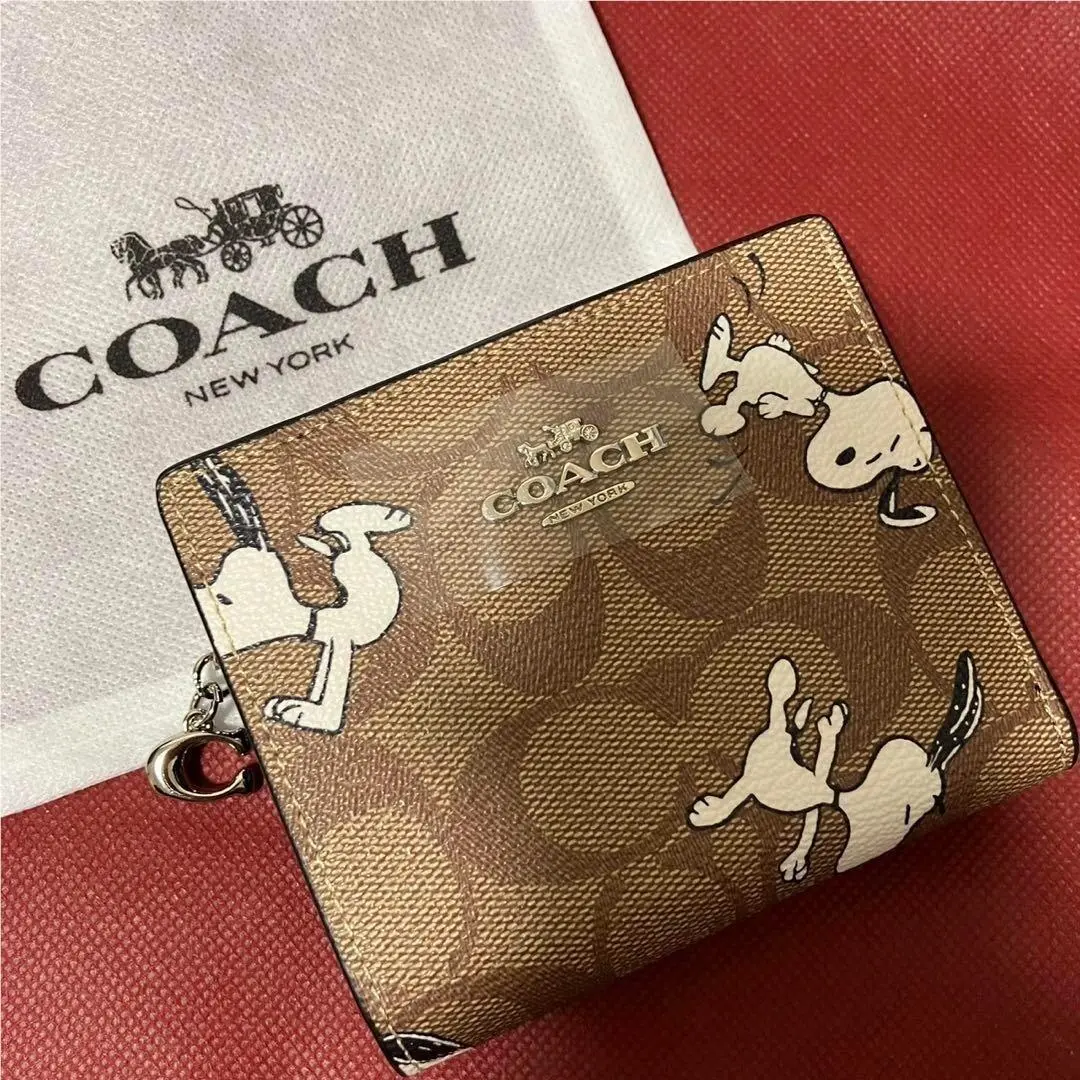 Coach Snoopy Square Wallet Outlet Leather Brown C4591