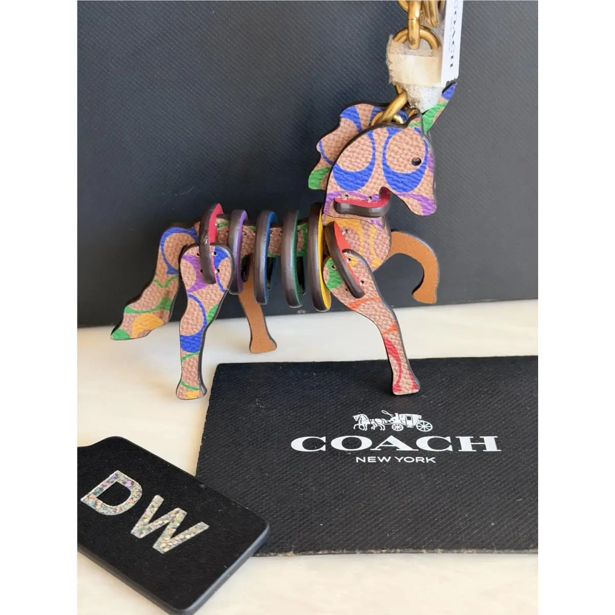 Rainbow Unicorn Signature Leather Bag Charm Keyring Fob 1213 by Coach