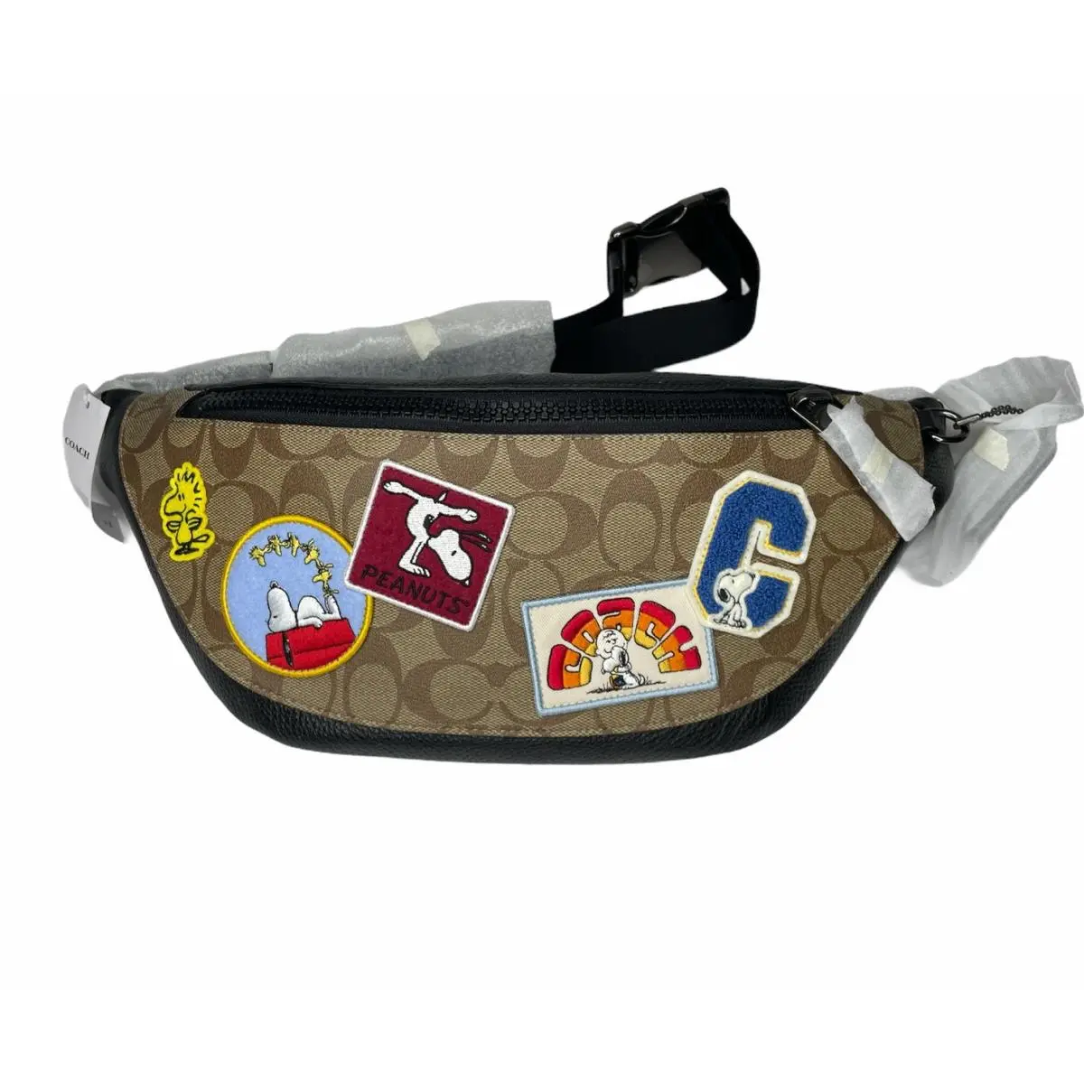 Coach Peanuts Warren Belt Bag In Signature Canvas with Varsity Patches