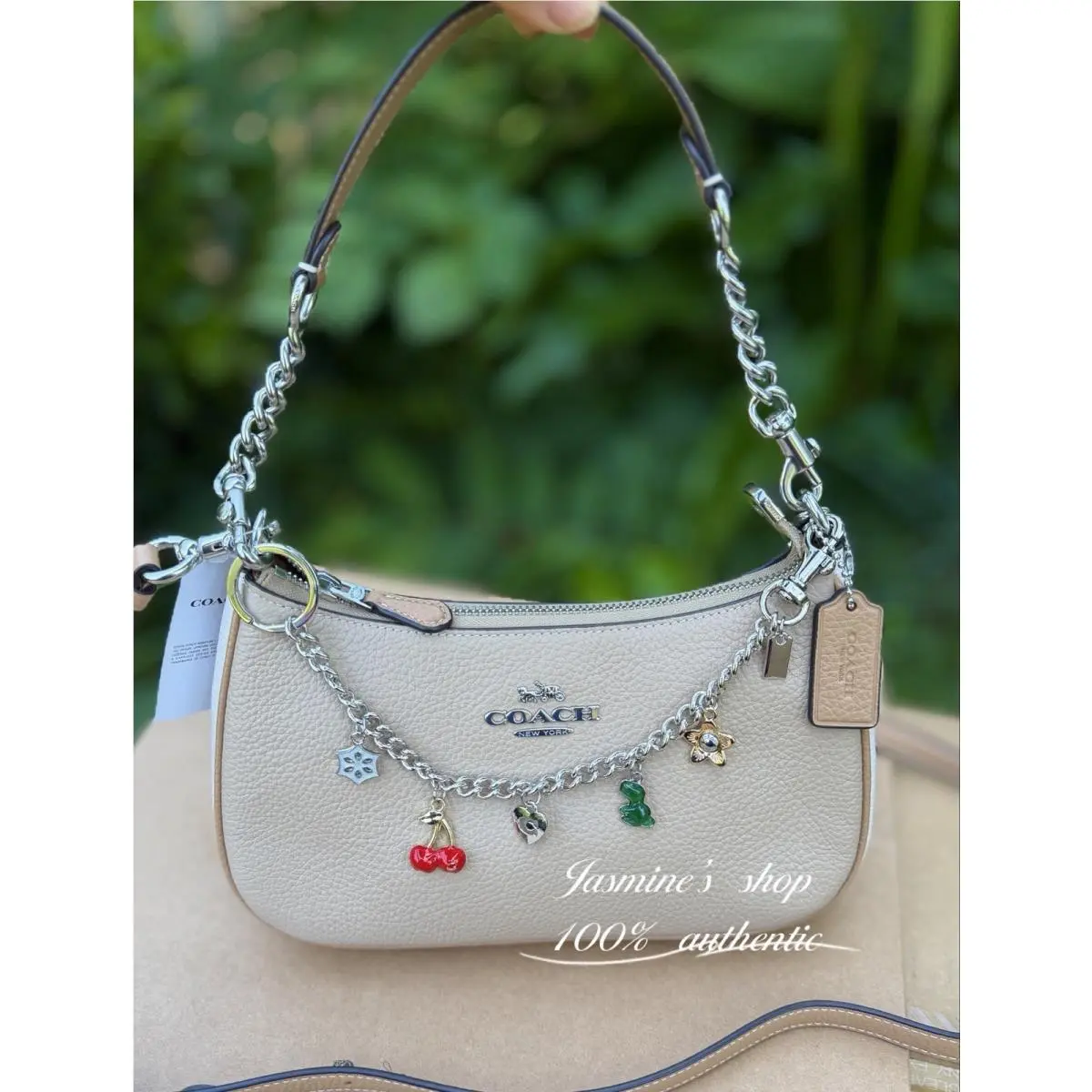 Coach CA173 Teri Shoulder Bag In Colorblock IN Silver Sandy Beige Multi