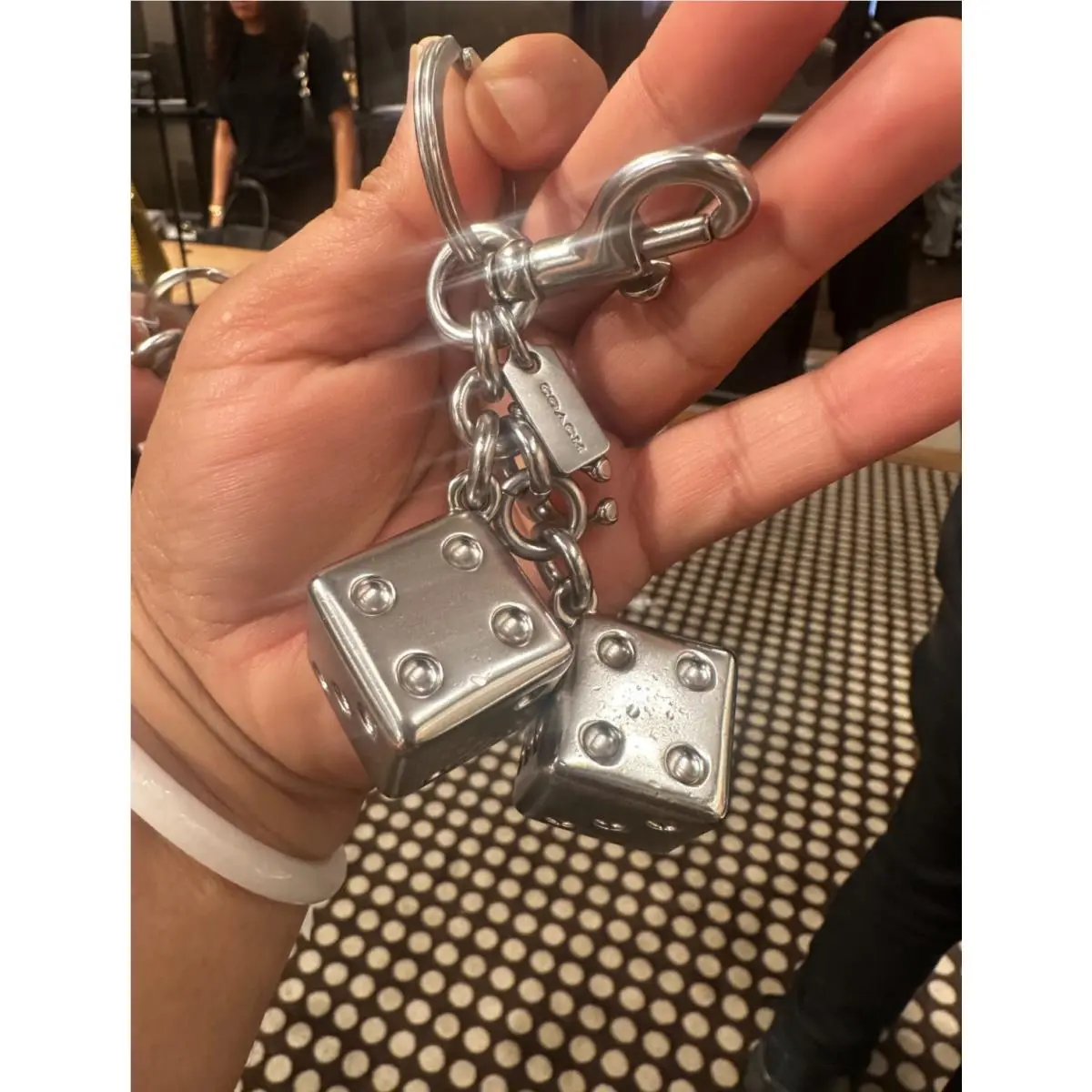 BN Coach Silver Dice Keychain / Purse Charm