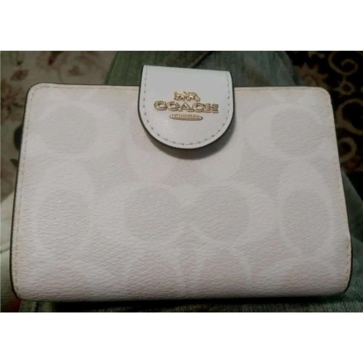 Coach White Beige Canvas Wallet