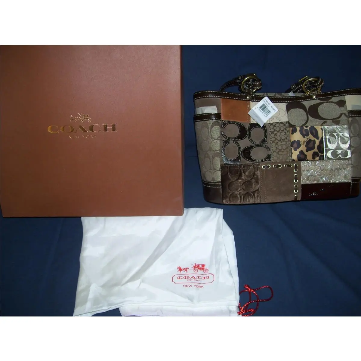Coach Brown Patchwork Y2K Shoulder Bag Dust Cover F12843