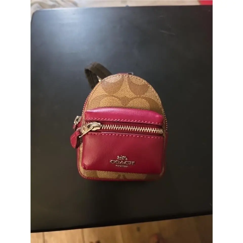 Coach Mini Backpack Khaki Red Key Ring 76937