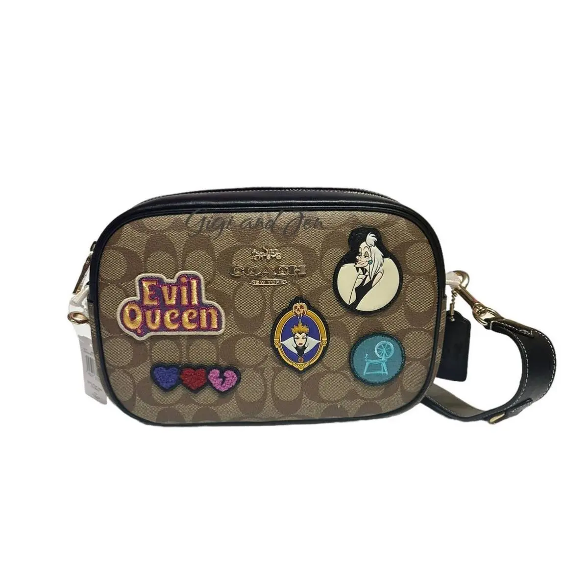 Coach Disney Jamie Camera Bag In Signature Canvas with Patches Crossbody Bag