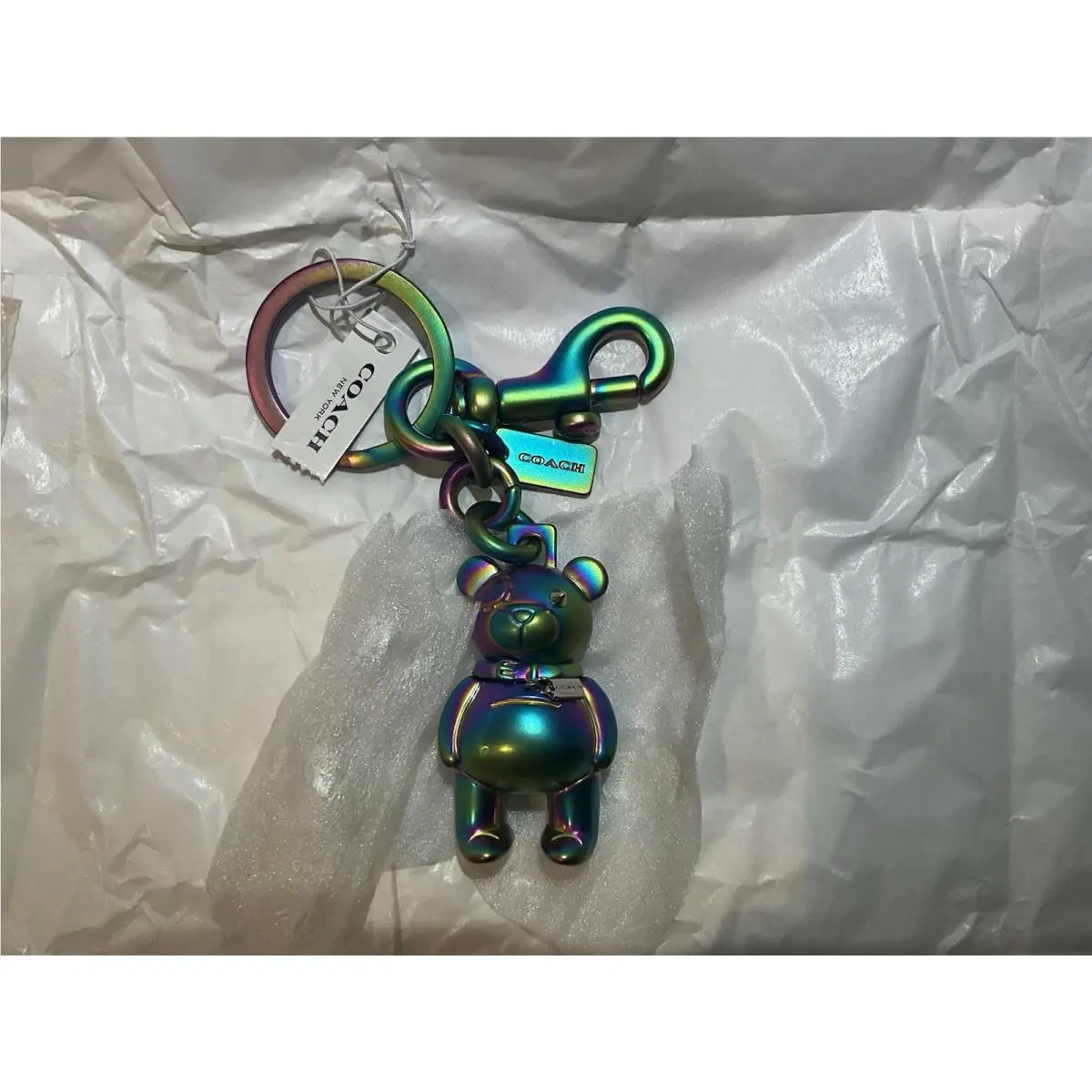 Coach 3D Bear Bag Charm/ Keyring/ Fob Oilslick Hologram Key Chain F87166