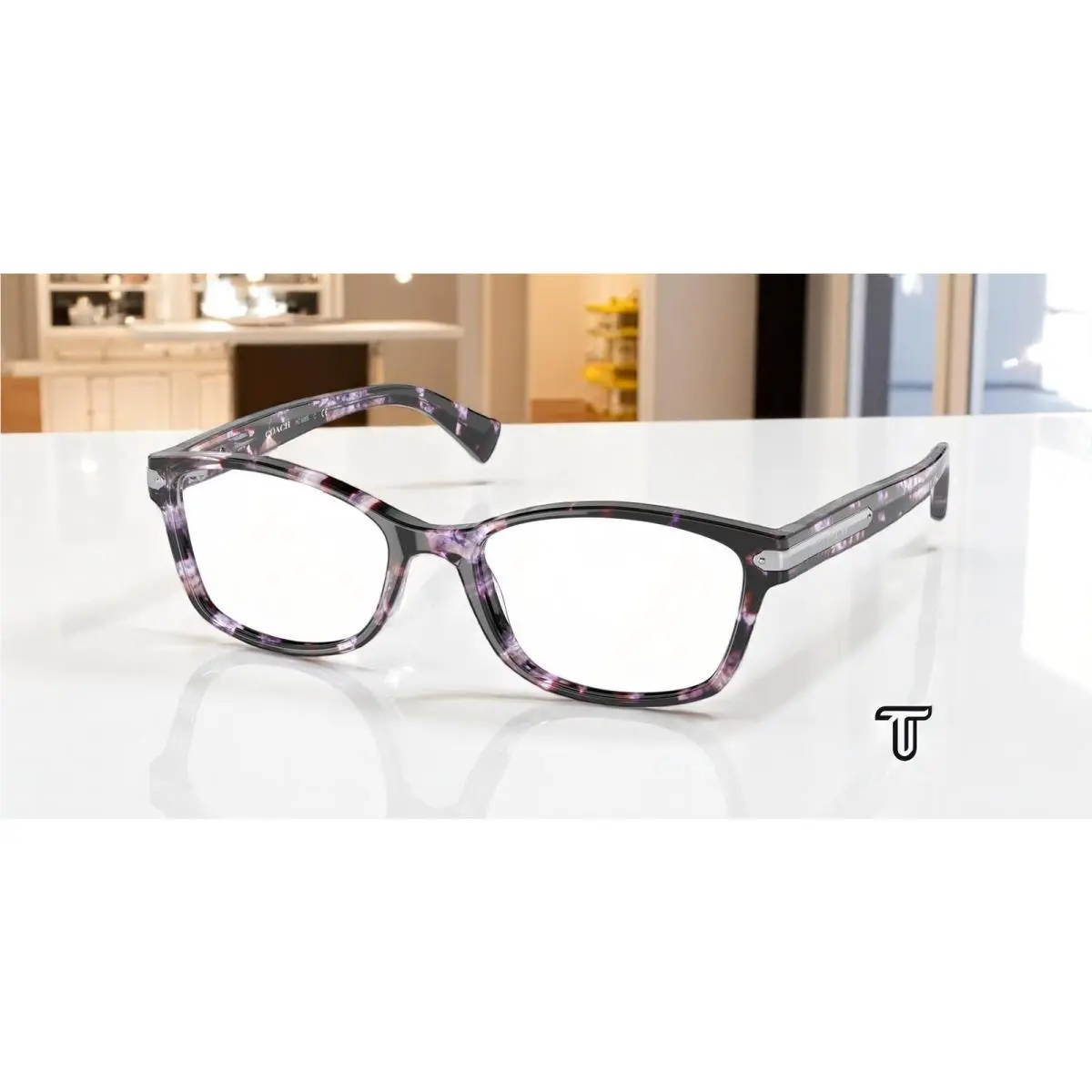 Coach HC6065 5548 Rectangle Purple Tortoise Demo Lens 51 mm Women`s Eyeglasses