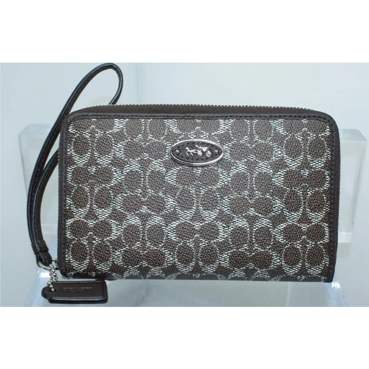 Coach Wristlet Signature Universal Wallet Pouch Brown
