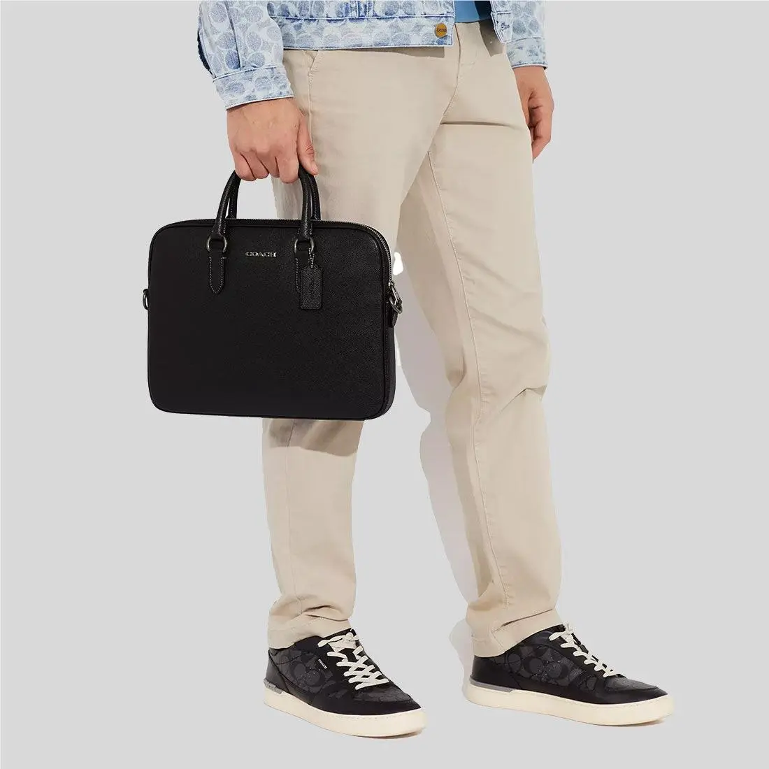 Leather Liam Compact Briefcase Shoulder Bag Organizer Laptop Tote by Coach