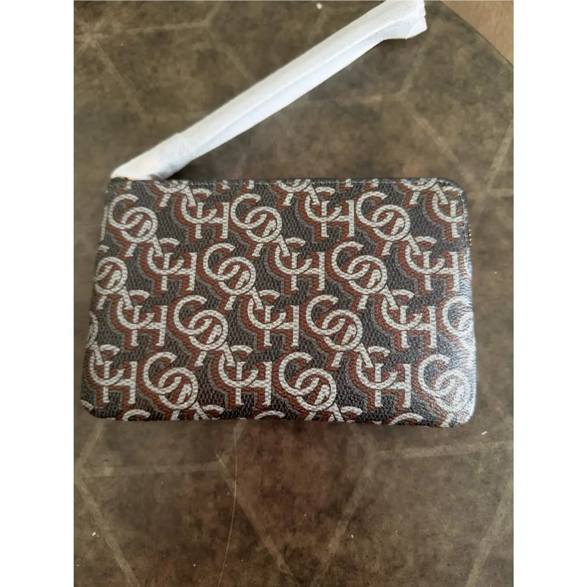 Coach Leather Corner Zip Wristlet Monogram Print