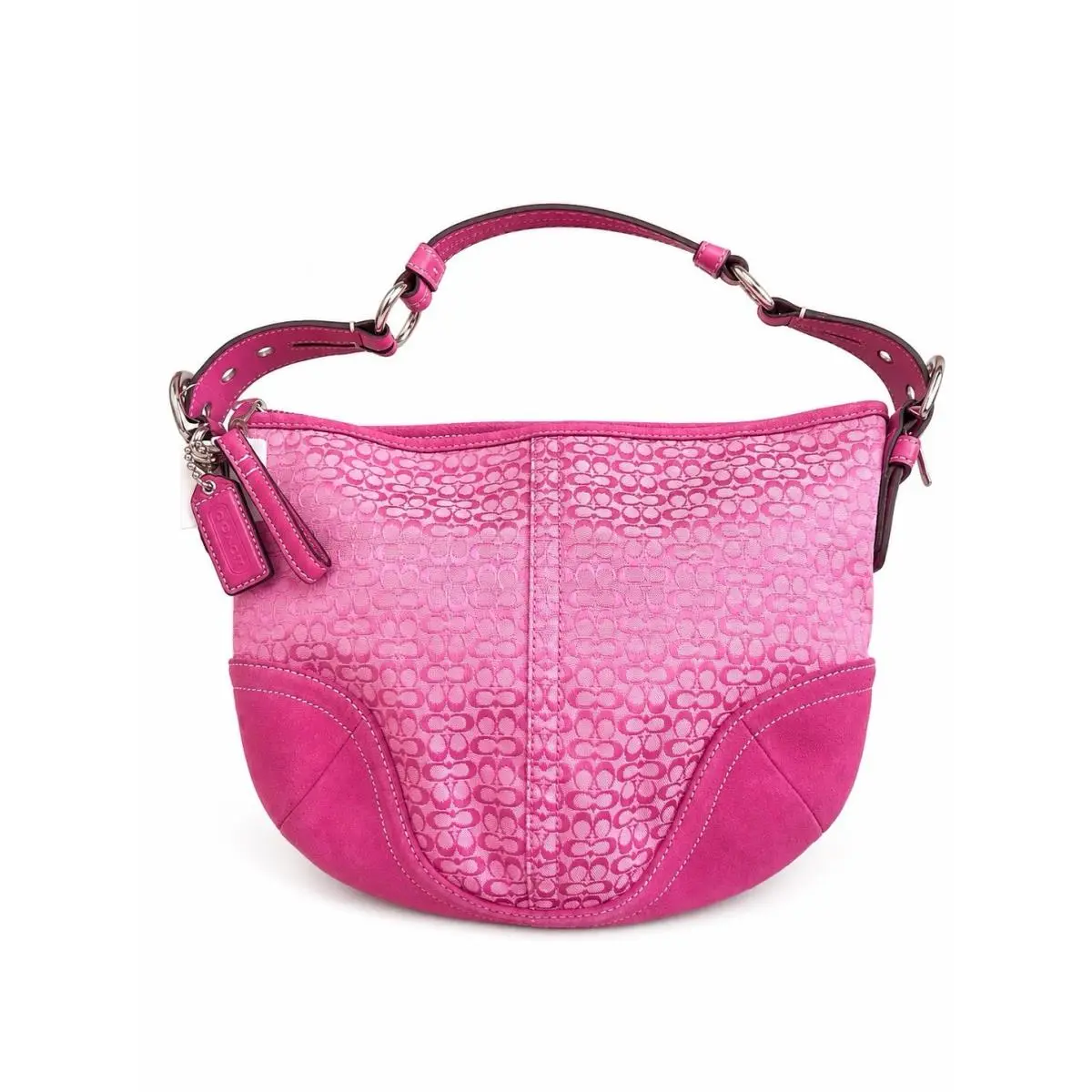 L04Q-1460 Coach Soho Mini Hobo 2004 Pink Jacquard Suede Shoulder Bag