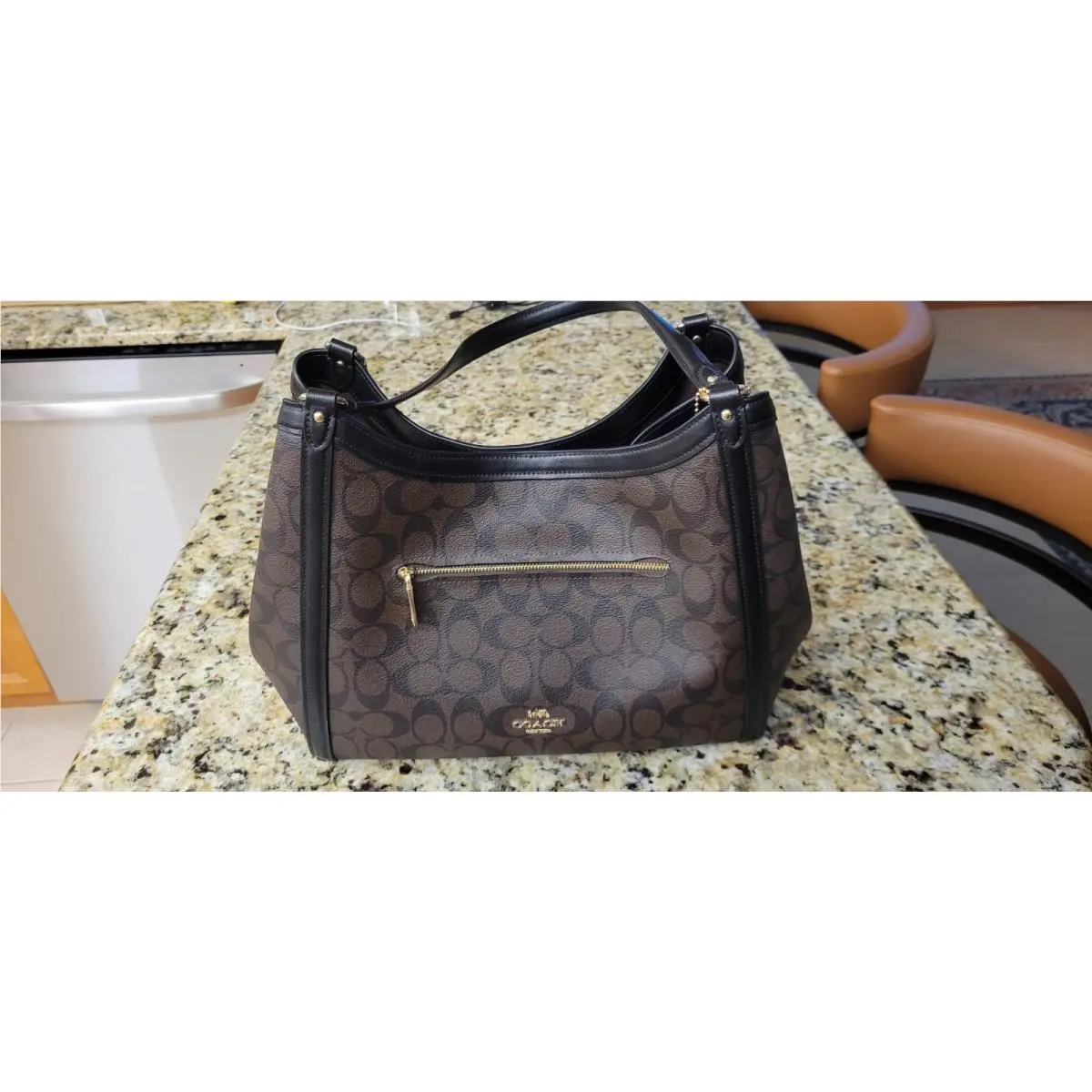 Coach C6232 Kristy Brown Black Coated Canvas and Leather Shoulder Bag Purse