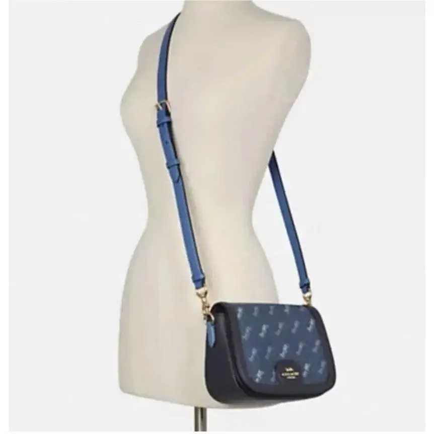 Coach Stagecoach Print Saddlebag Crossbody Denim Leather/gold Hrdw+dustbag