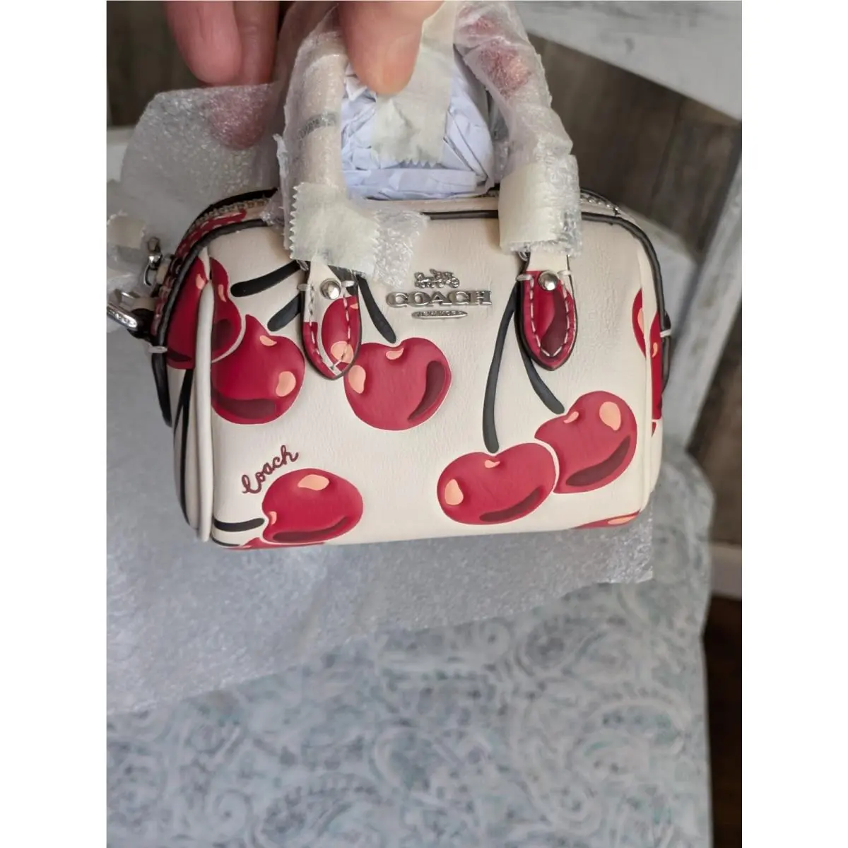 Coach Mini Rowan Cherry Print Charm
