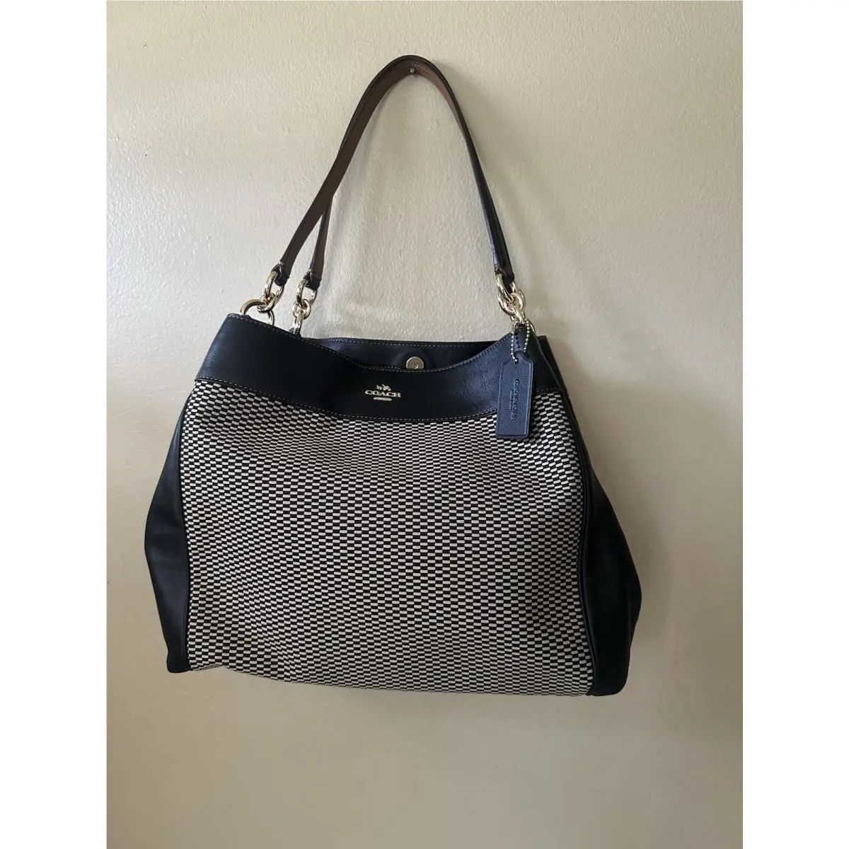 Coach Lexy Shoulder Bag in Legacy Jacquard with Leather trim-F57540
