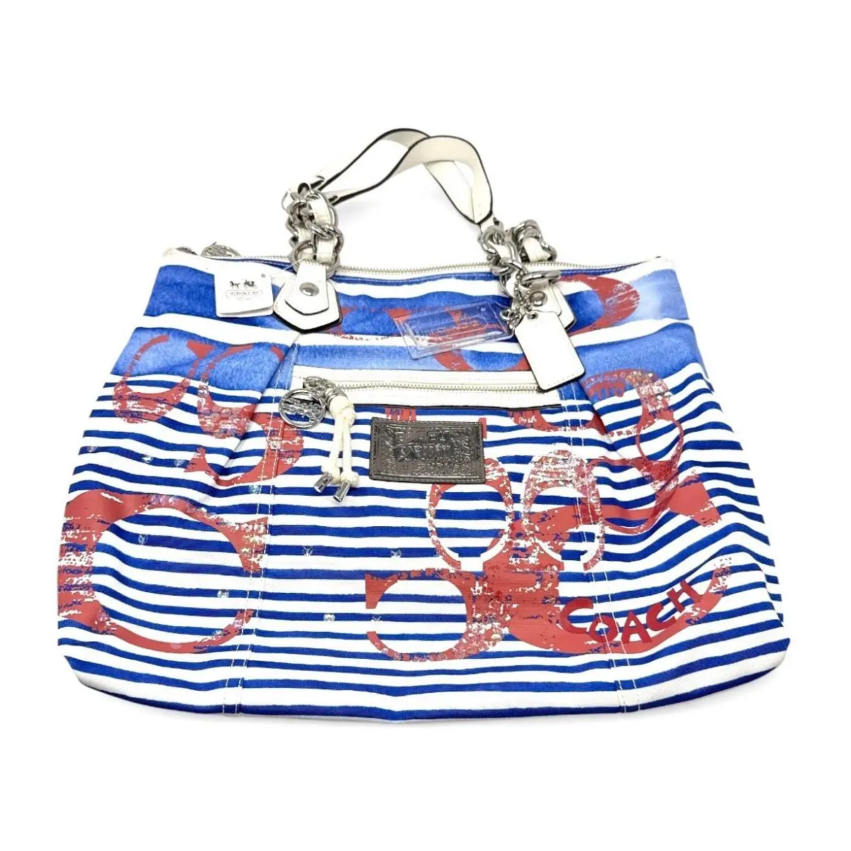 Coach Poppy Rocker Nautical Sequined Canvas Tote Bag