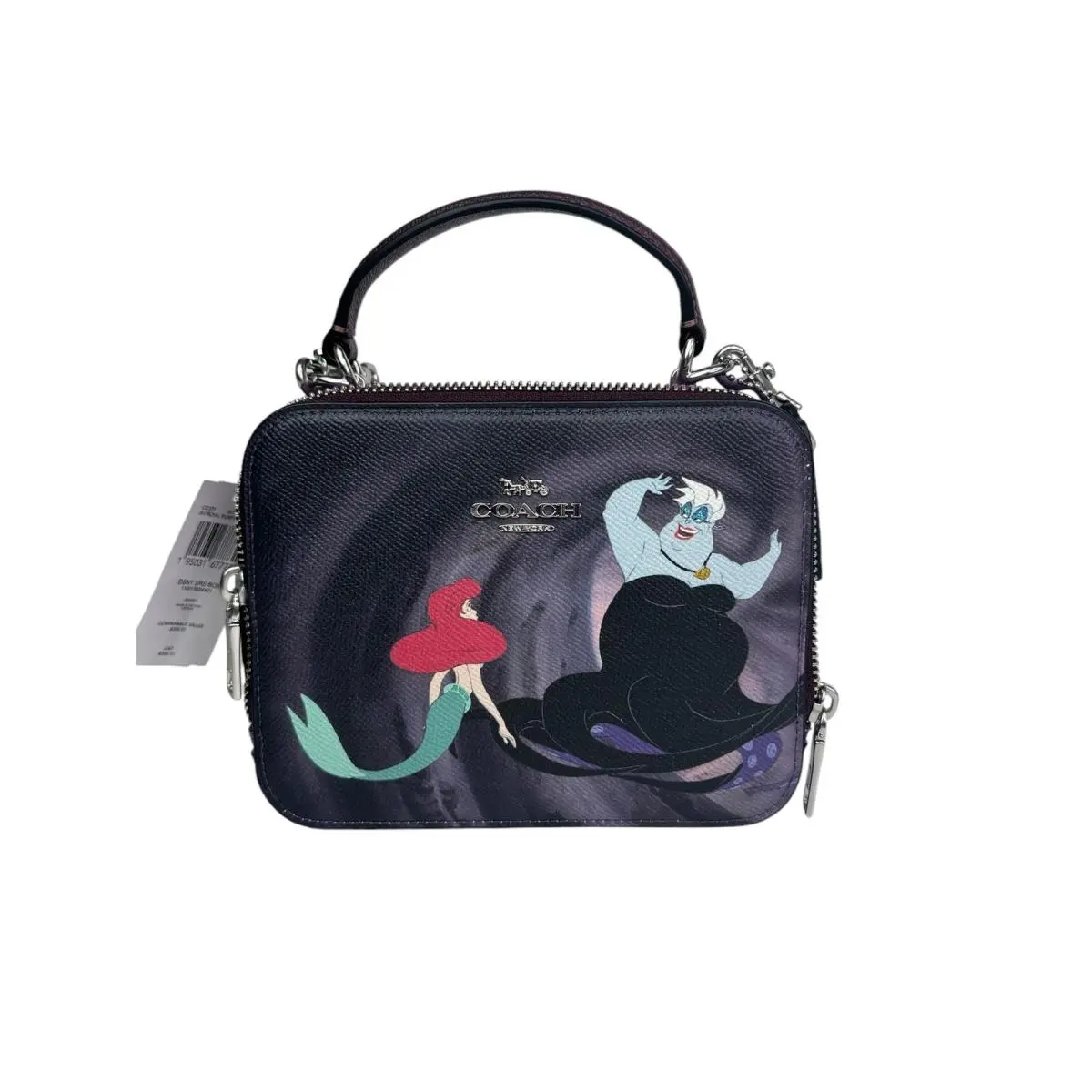 Coach Disney Box Purple Crossbody Bag with Ursula Little Mermaid Motif