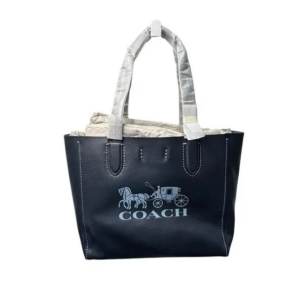 Coach Derby Tote Midnight Navy Pebble Leather Horse Carriage Logo