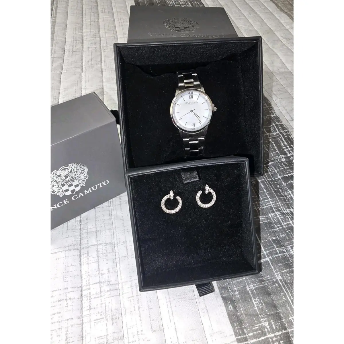 Vince Camuto Ayla Watch Silver Stainless and Ayla Earrings