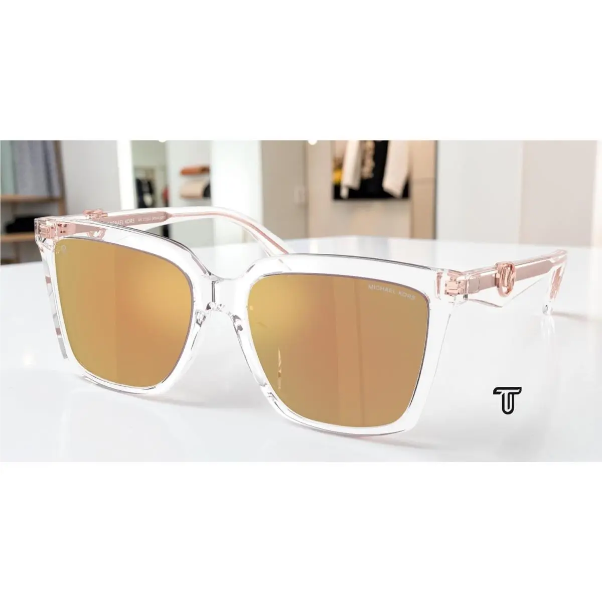 Michael Kors MK2256U 3015N0 Menaggio Crystal Rose Gold Polar 55mm Women Sunglass