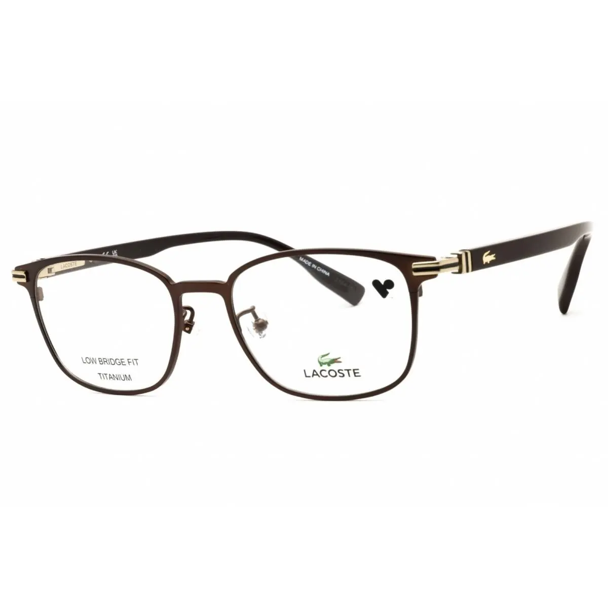 Men`s Eyeglasses Satin Brown Titanium Full Rim Oval Frame L2530LB 200 by Lacoste