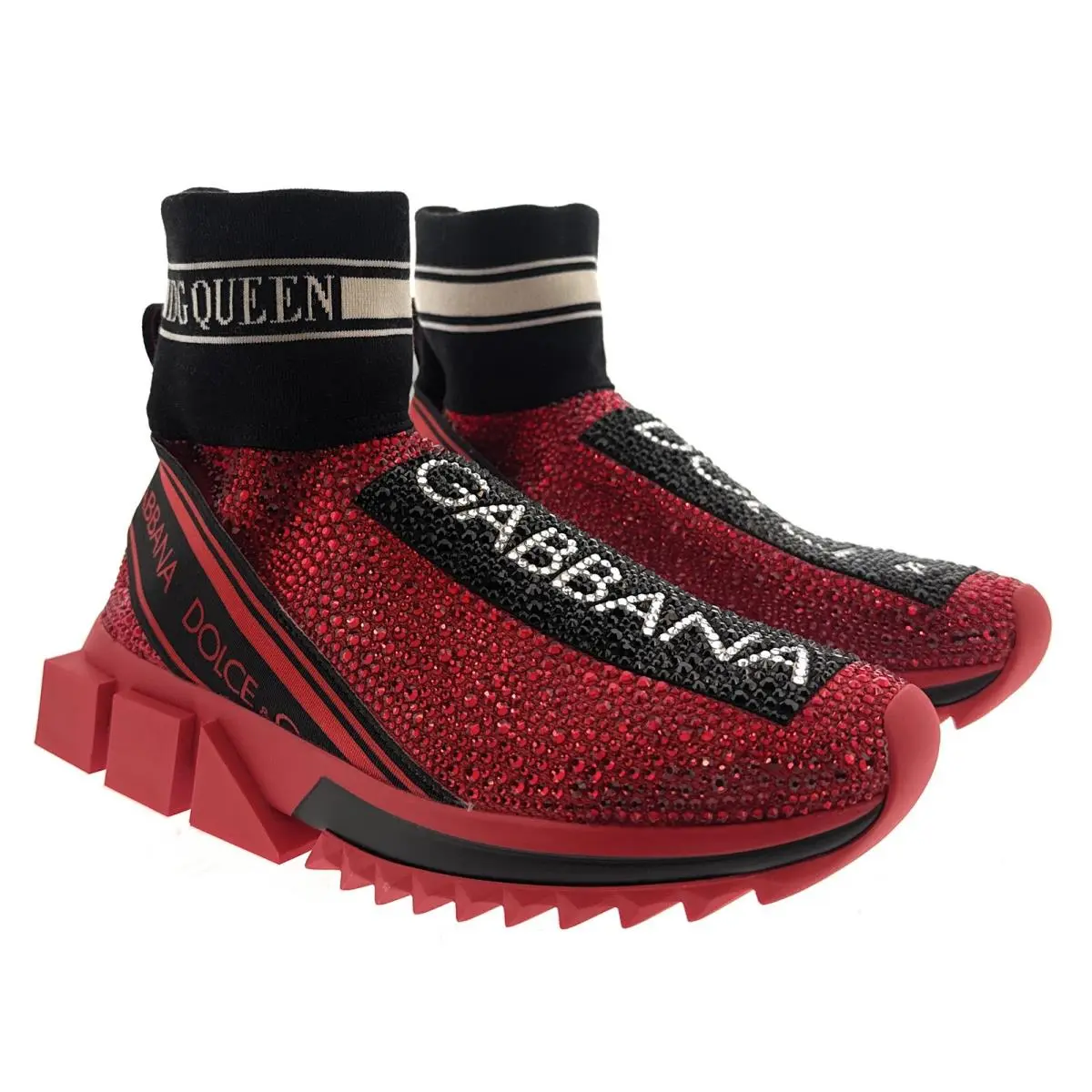 Dolce Gabbana Red Crystal Sock Sneakers Queen Edition-EU36.5