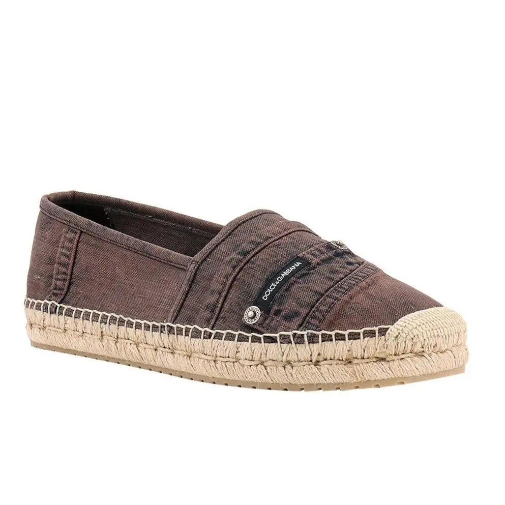 Dolce Gabbana Mens Luxury Denim Espadrilles Flats Logo Preppy Classic 44/ US11