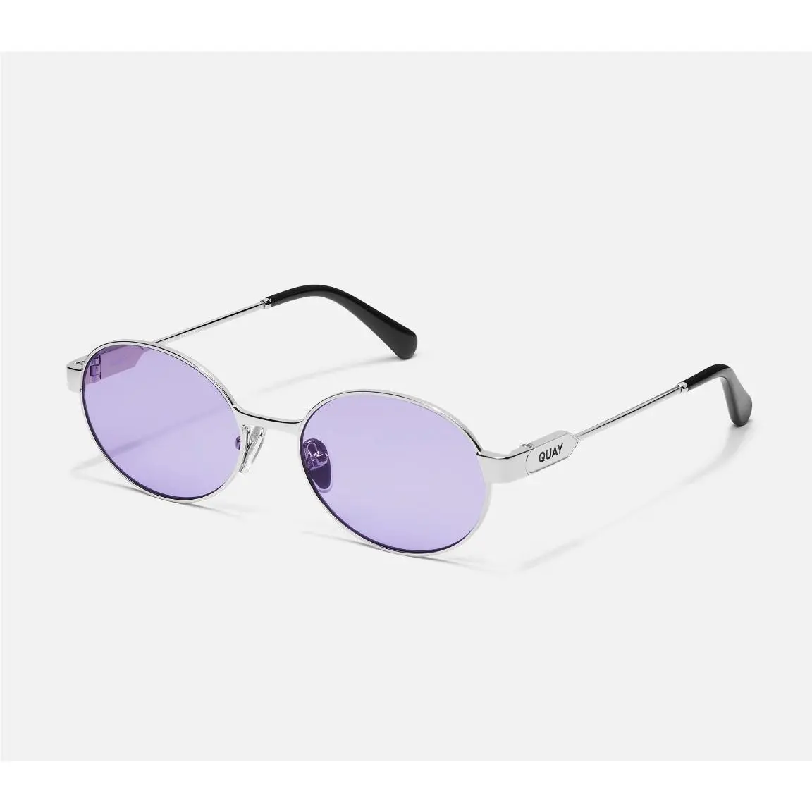 Quay Anyways Silver Frame / Violet Lens Sunglasses Sku 80880 W Case / Cloth