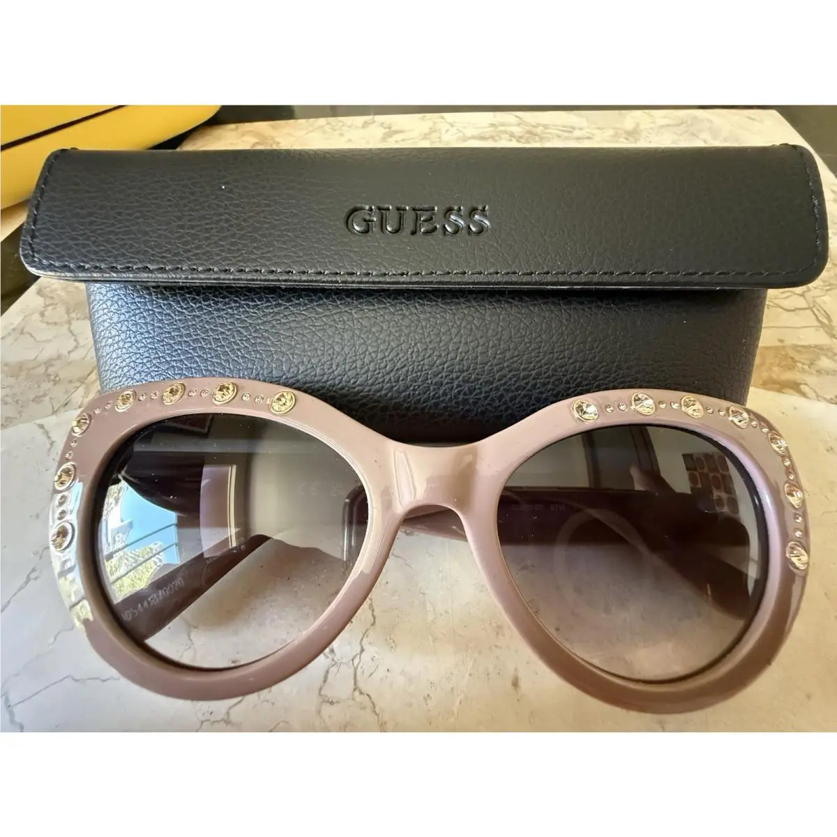 Womens Guess Factory Rhinestone 54mm Butterfly Sunglasses