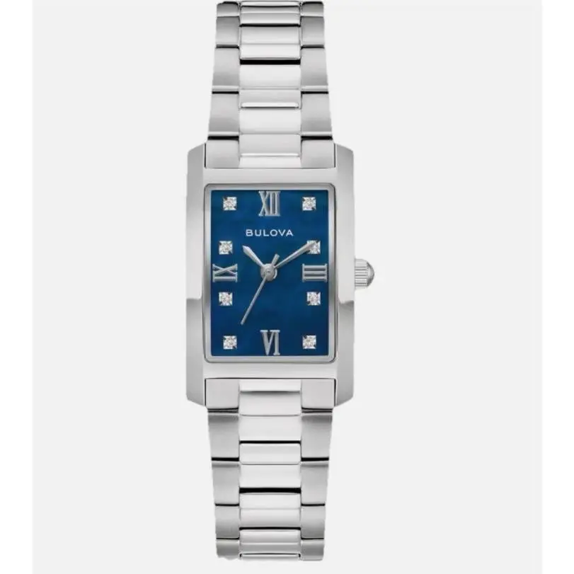 Classic 96P262 Women`s Diamond Blue Dial 21mm Stainless Steel Quartz Watc by Bulova