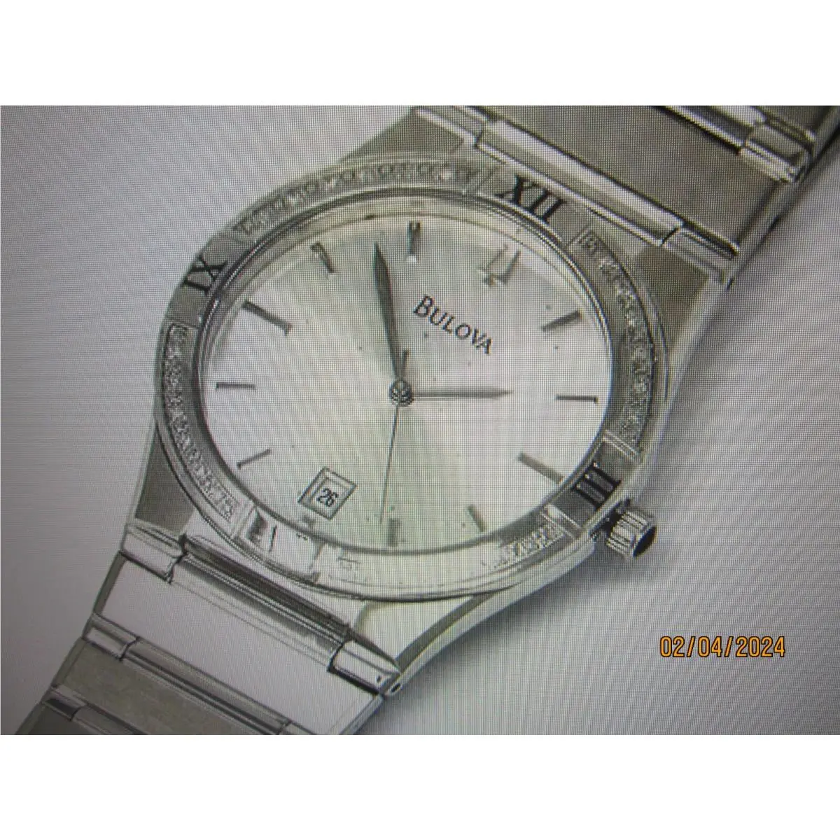 Bulova Men`s Watch Quartz Diamond Sapphire S/s All SS Sports Swiss 96E100