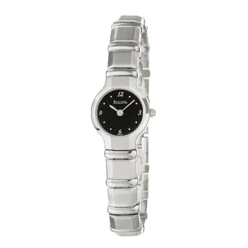Women`s Watch Stainless Steel Round Analog Black Dial 96L39 by Bulova