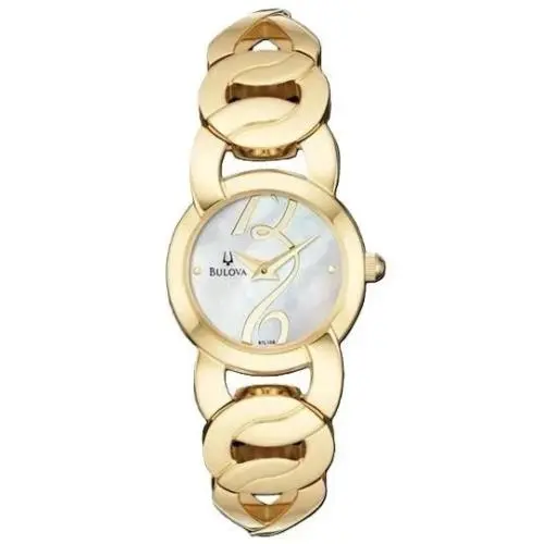 Bulova Women Watch Stainless Steel Gold Tone Mother of Pearl Dial 97L109