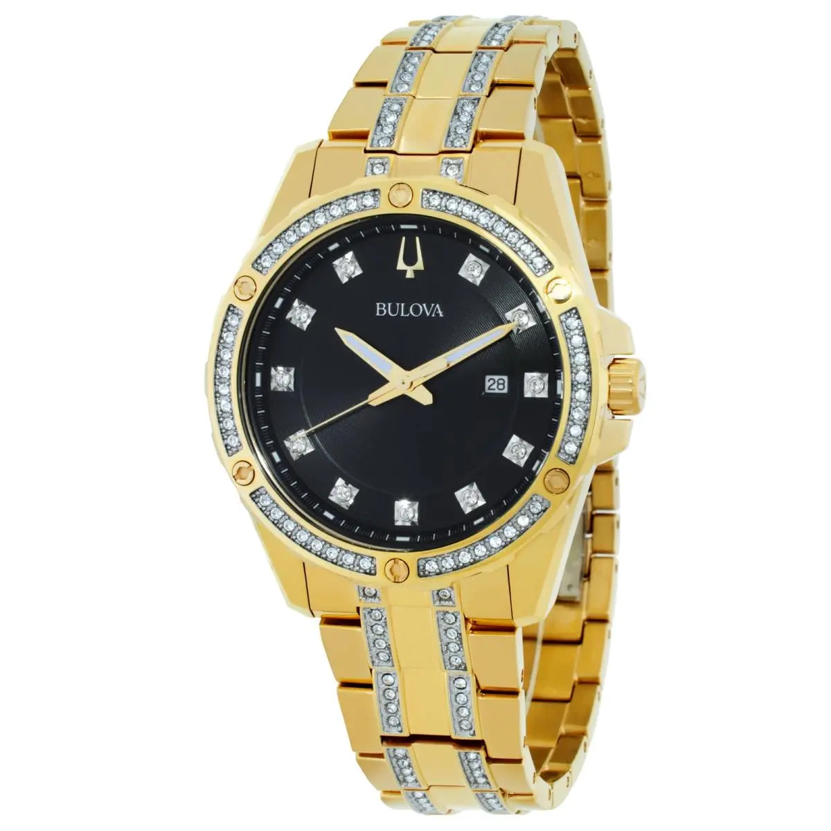Bulova Crystal Quartz Black Dial Men`s Watch 98B399