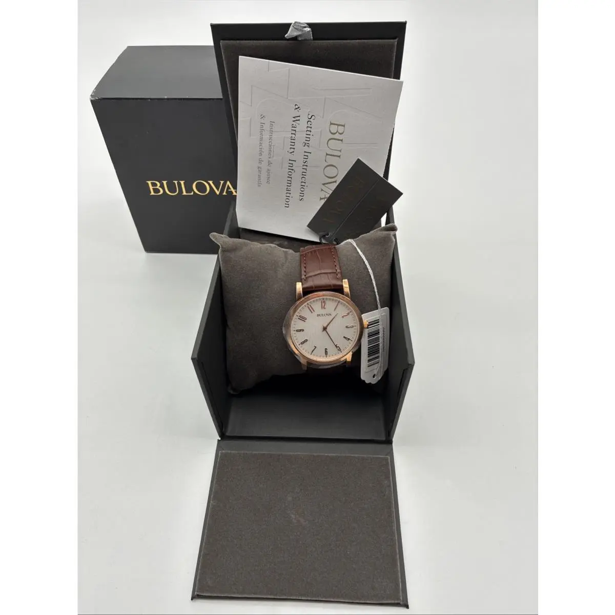 Bulova Men’s 97A106 Rose-gold Oval Frame Quartz Leather Watch