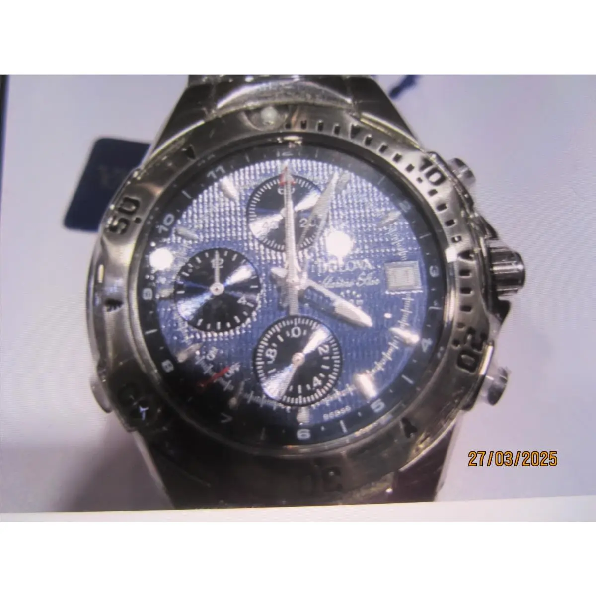 Bulova Marine Star Men`s Watch Chrono All S/s Swiss 96B56