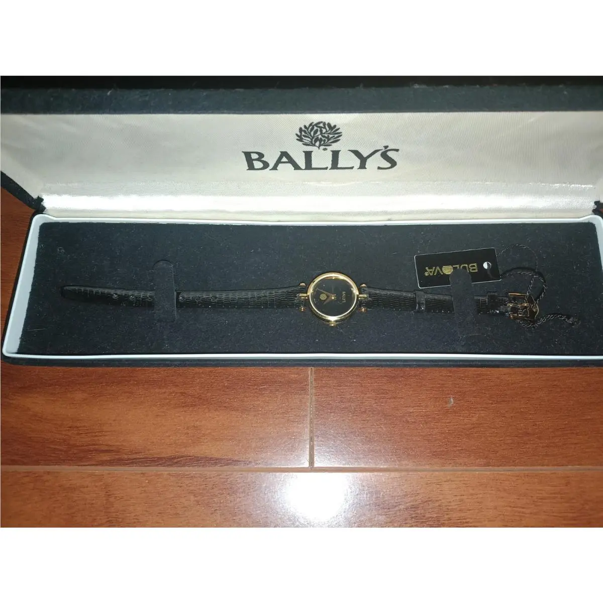 1997 Bulova “bally’s” Gold Black Watch in Box W/papers Rare