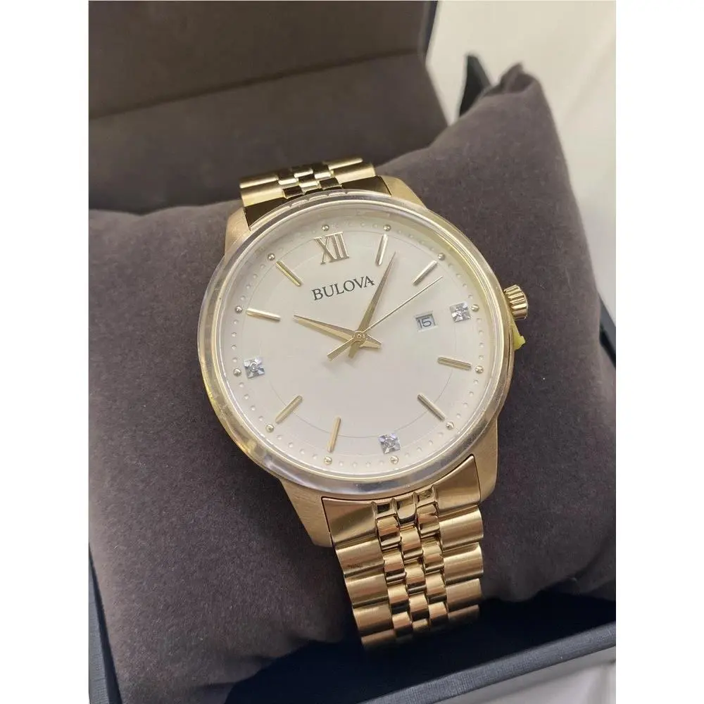 Bulova Men`s Quartz Diamond Dial - Box Papers - 97d125 Box
