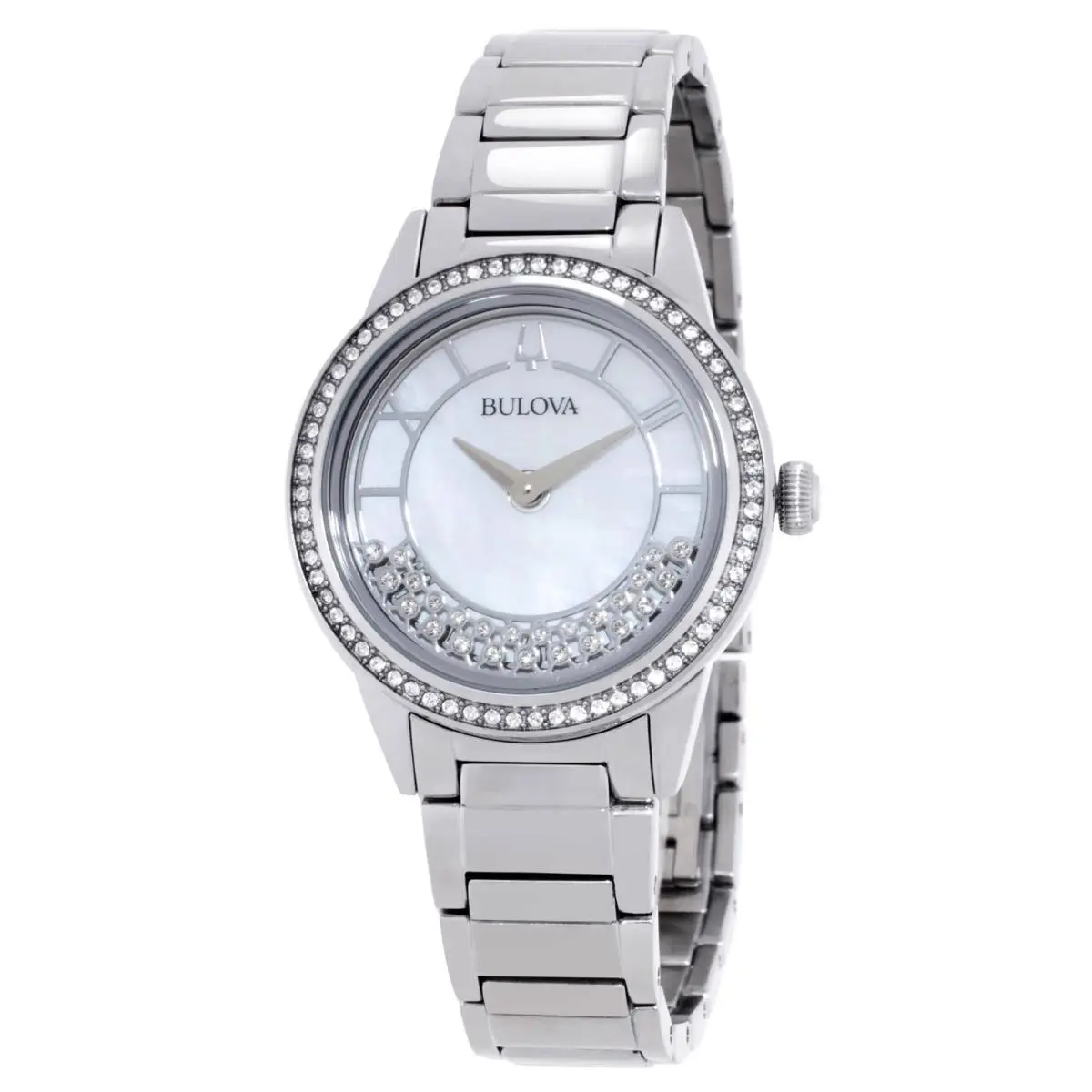 Bulova Crystal Turnstyle Quartz Mop Dial Ladies Watch 96L269