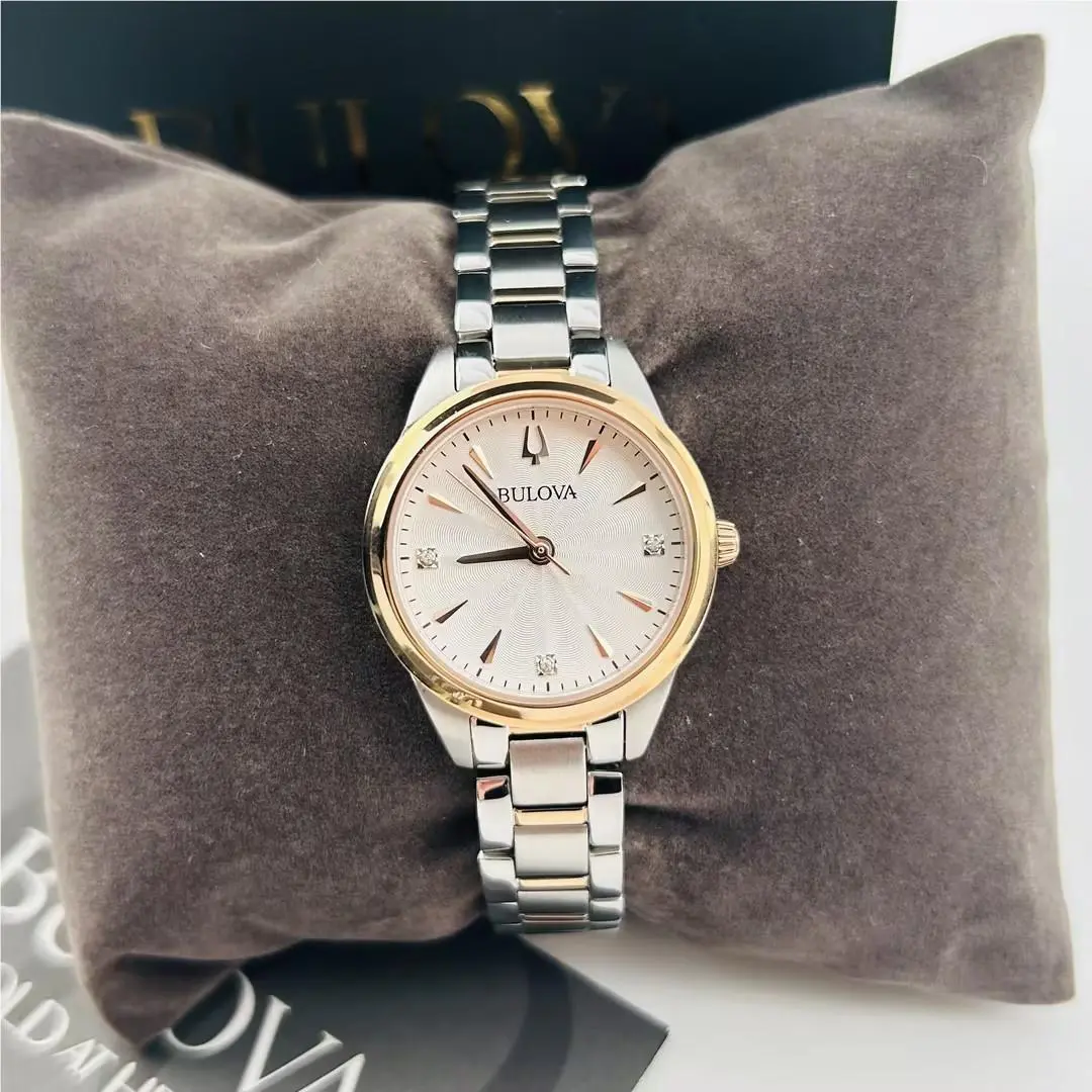 Bulova Sutton 98P200 Women`s Two Tone Quartz Stainless Steel Watch 28mm New/box